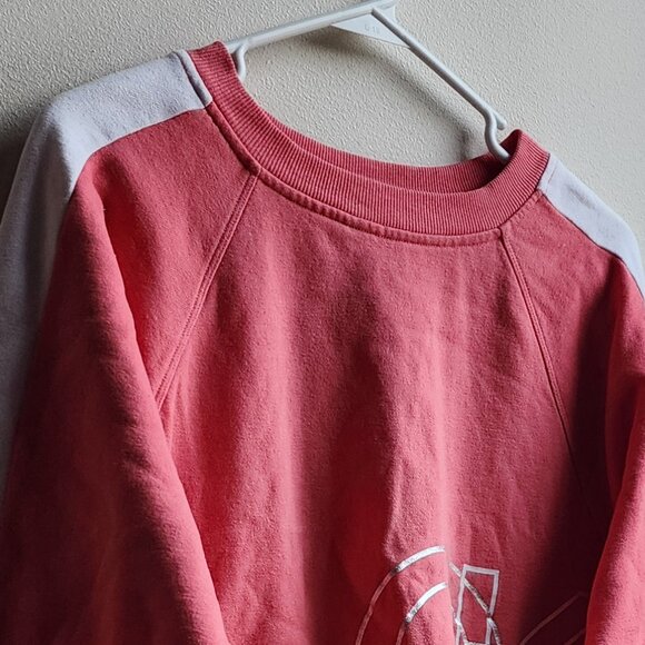Calvin Klein Performance Pink/White Cropped Scoop Neck Sweatshirt Size Small - Picture 2 of 13